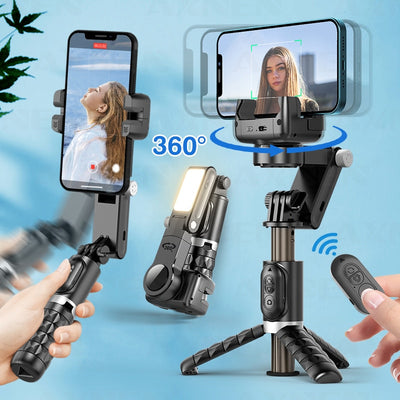 Gimbal Selfie Stick Tripod with Fill Light